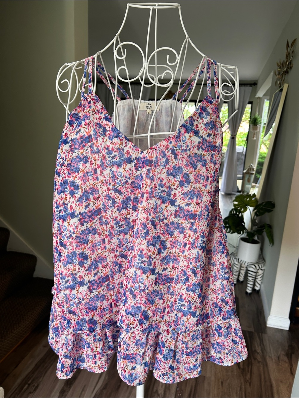entro Pink and Blue Floral Shirt - Picture 3 of 9